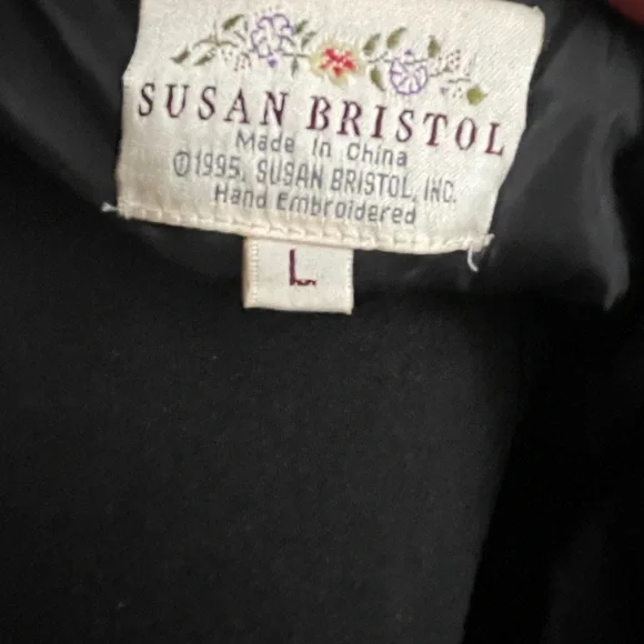 Vintage Susan Bristol Mohair & Satin Lined Embroidered Cardigan Tunic Sweater XL - Picture 2 of 8